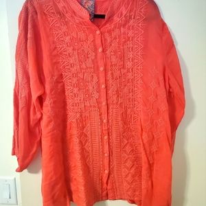 Johnny Was Blouse.  XL. burnt orange/pink color.